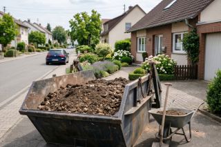 Voller Container mit Erdaushub